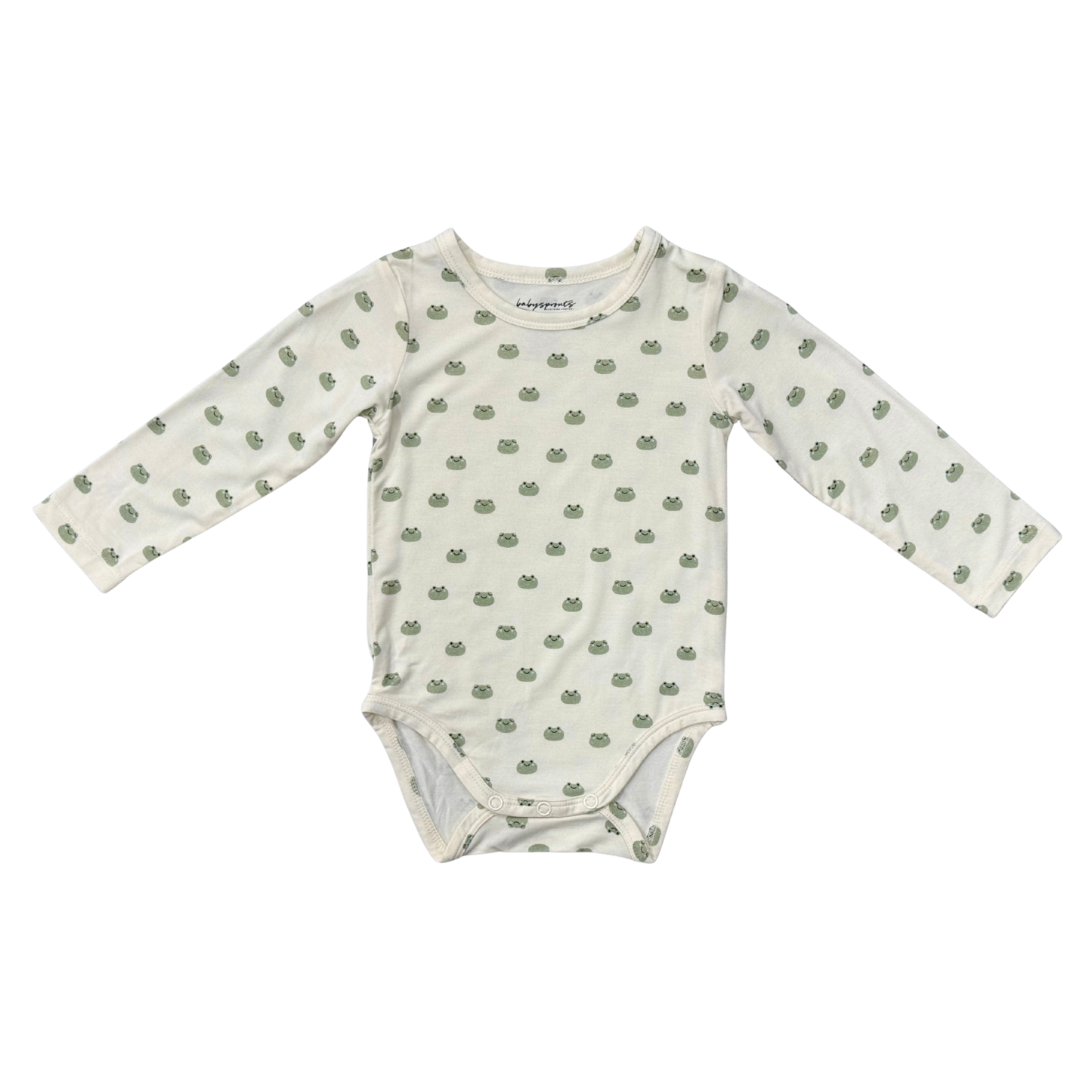 Baby Boy Long Sleeve Bodysuit in Miniature Frogs