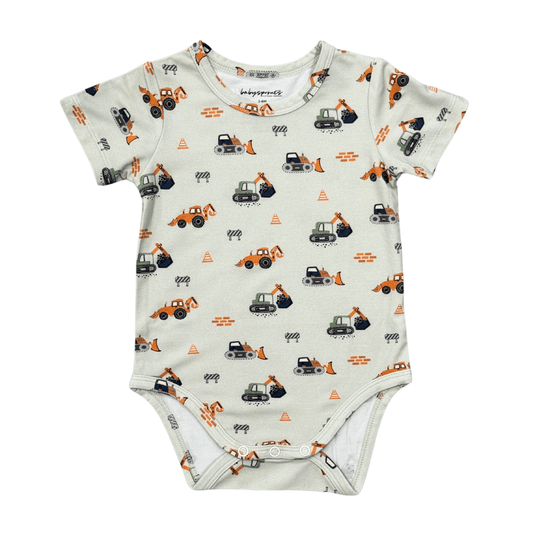 Baby Boy Short Sleeve Bodysuit in Construction