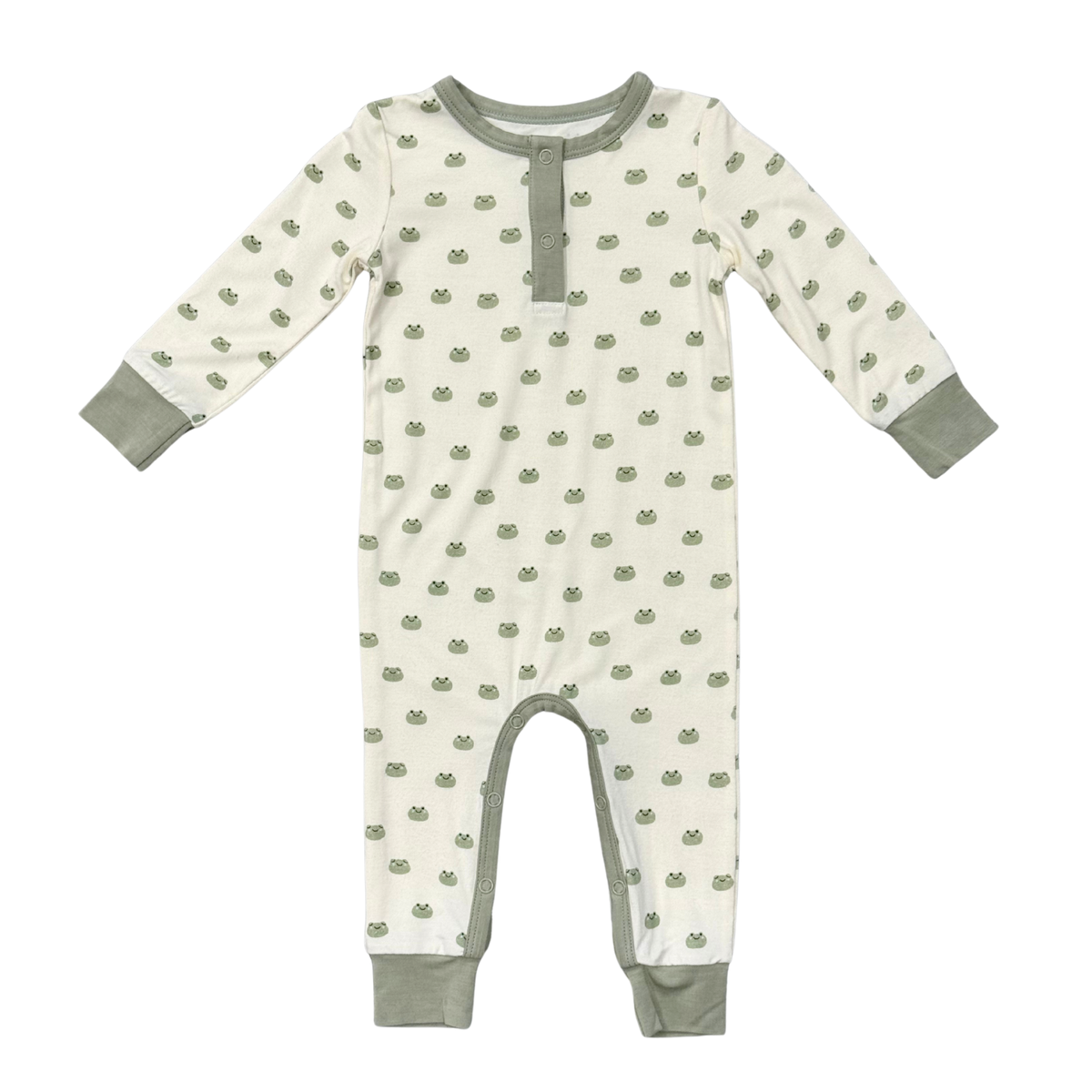 Baby Boy Snap Romper in Miniature Frogs