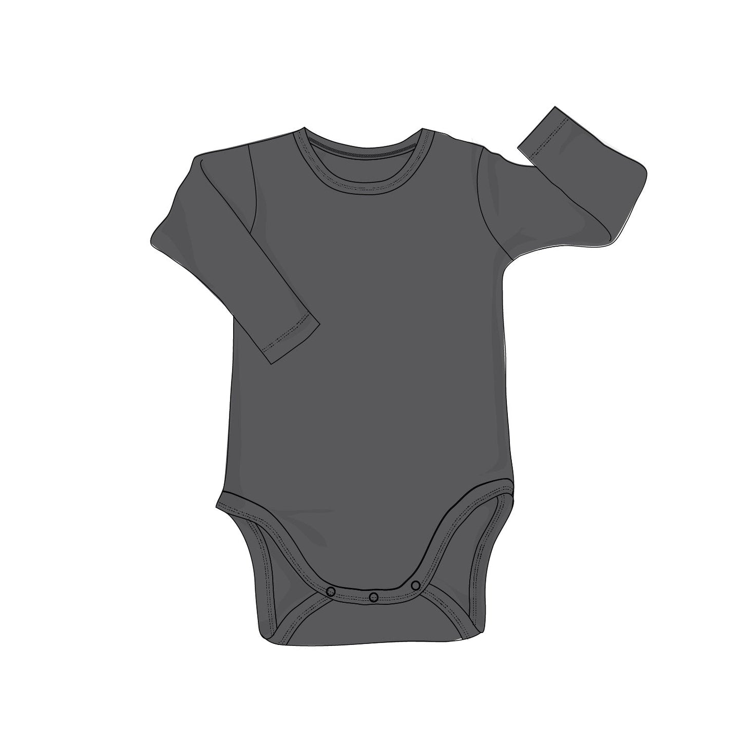 Baby Boy Long Sleeve Bodysuit in Charcoal