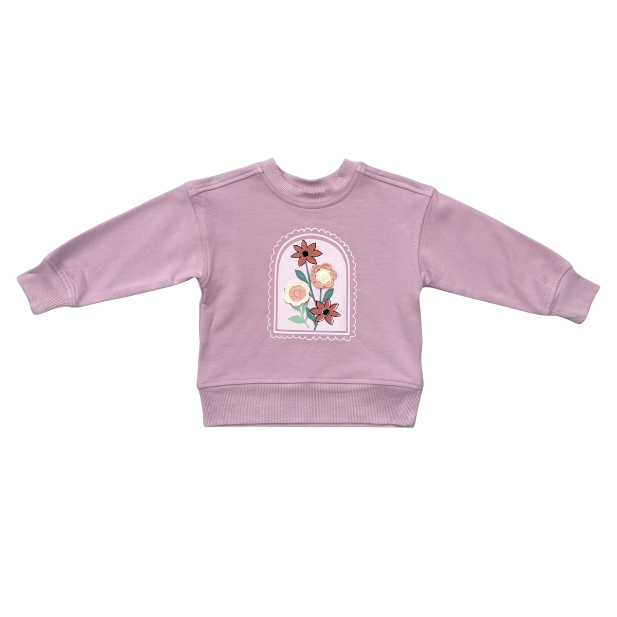 Girls Boxy Sweatshirt in Crochet Flower