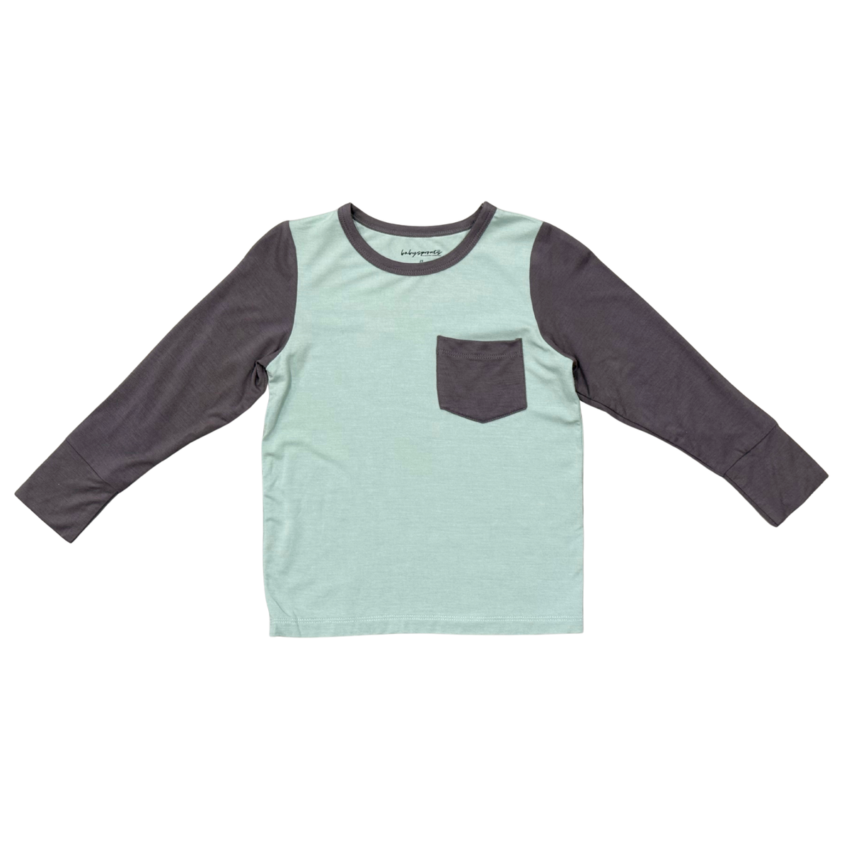 Boys Long Sleeve Colorblock Pocket Shirt in Tornado Gray