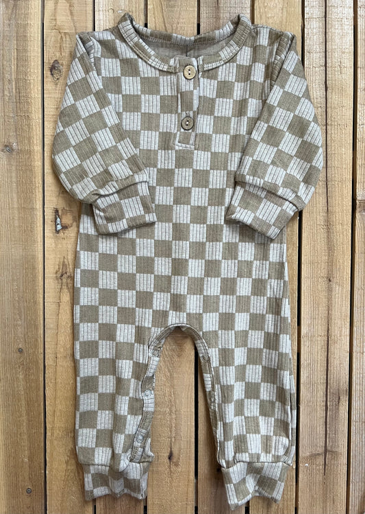 Ribbed Checkered Romper