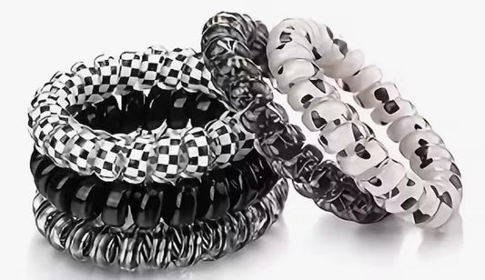 Black and White Spiral Hair Ties
