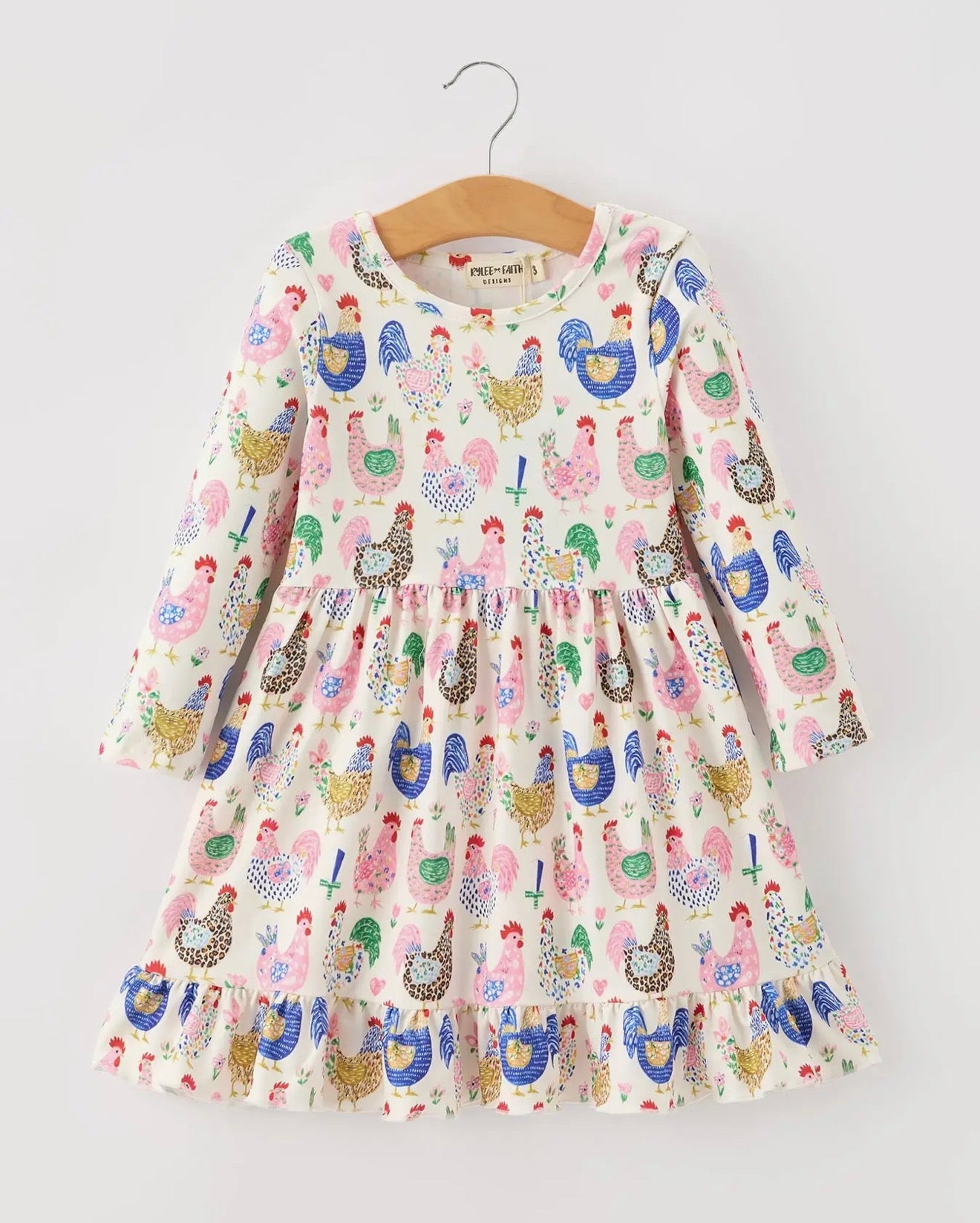 Chicken Print Ruffle Hem Twirl Dress