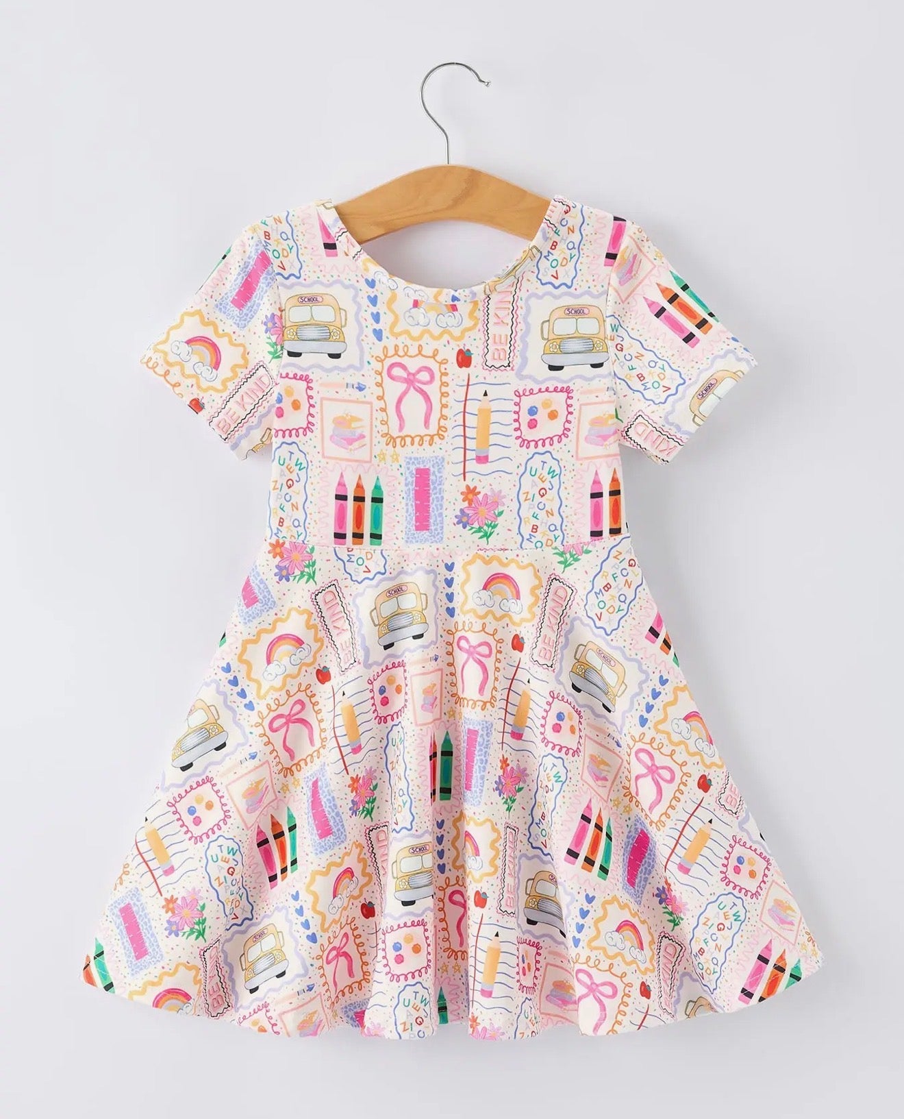 Back To School Rainbow Print Dress