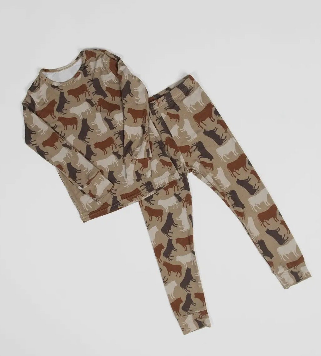 Cow Camo Print Bamboo Set