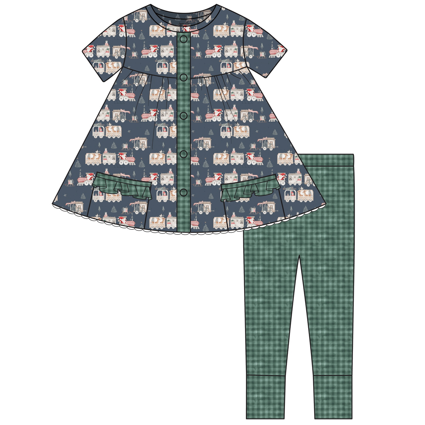 Christmas Trains Short Sleeve Tunic + Legging Set (Pre-Order)