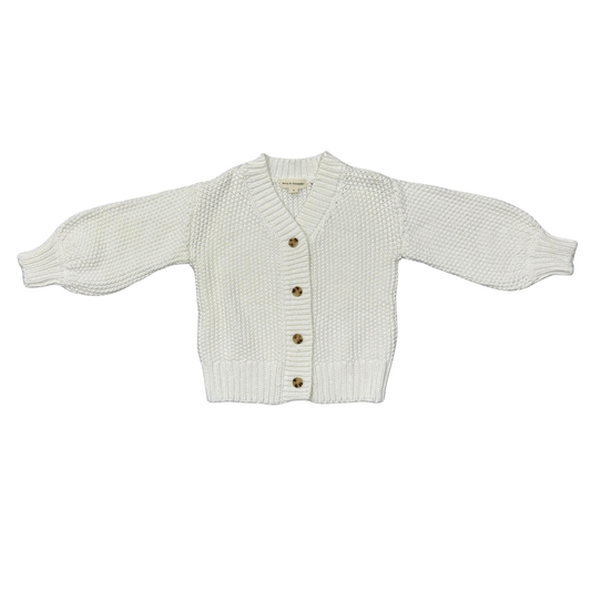 Girls Chunky Knit Cardigan in Off-White