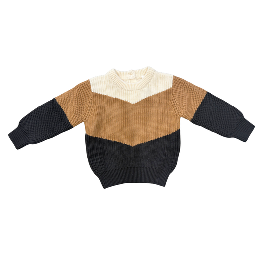 Colorblock Knit Sweater in Bronze