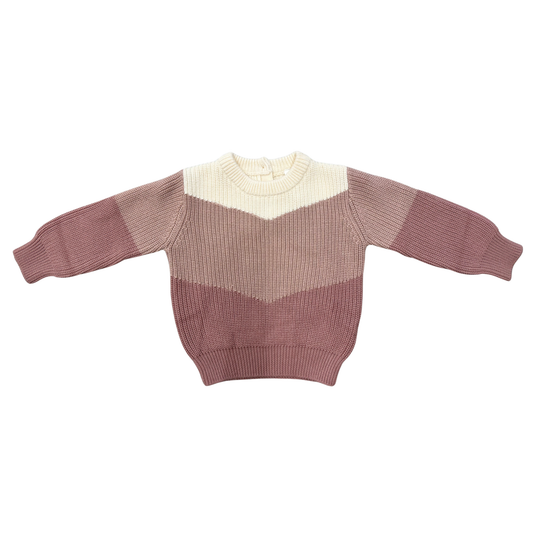 Colorblock Knit Sweater in Light Pink