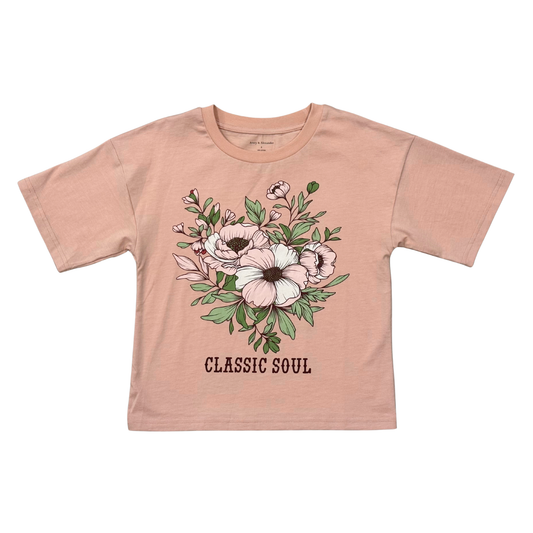 Girls Cotton Screen-Printed Tee in Classic Soul