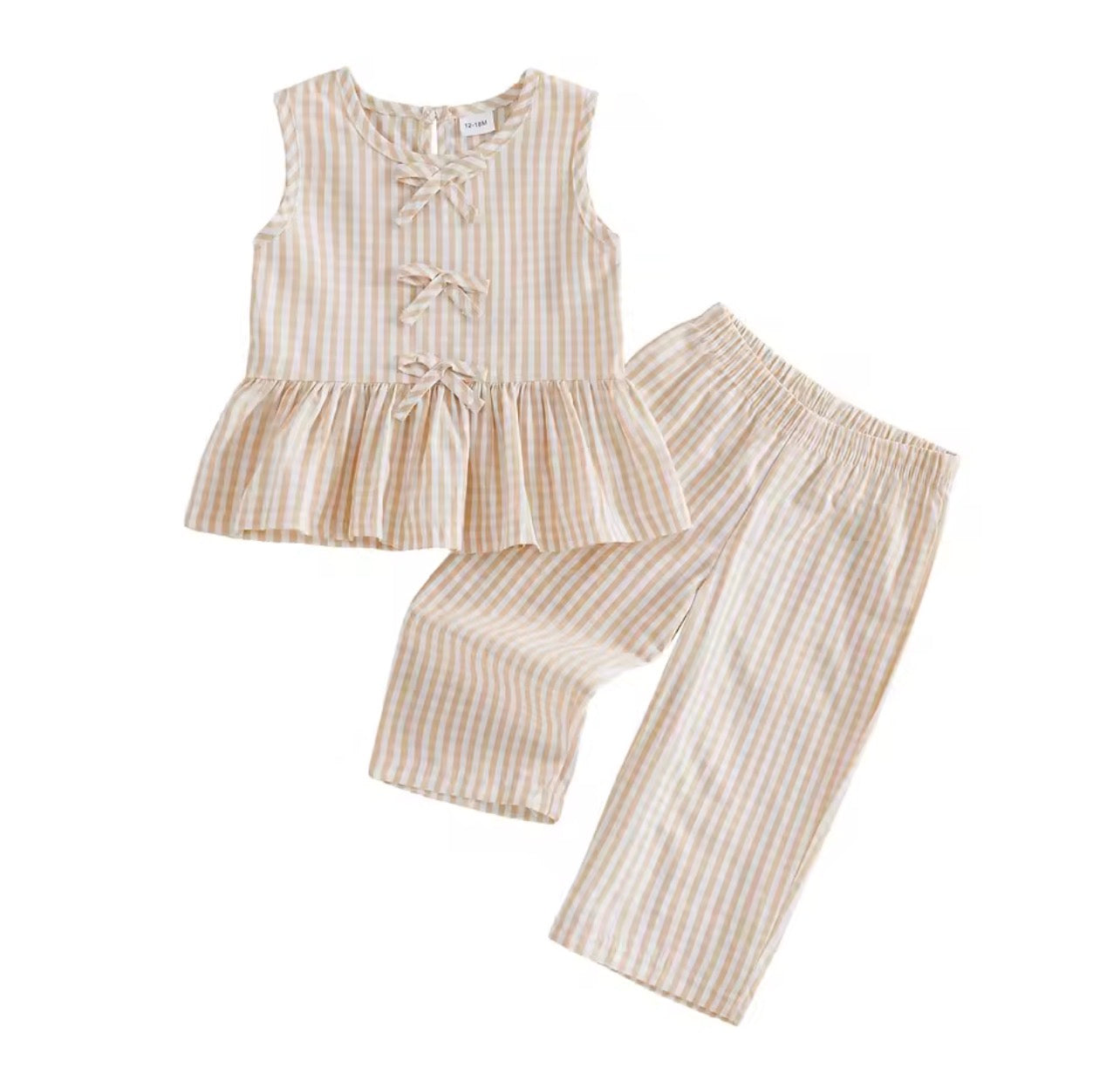 Neutral Striped Bow Set