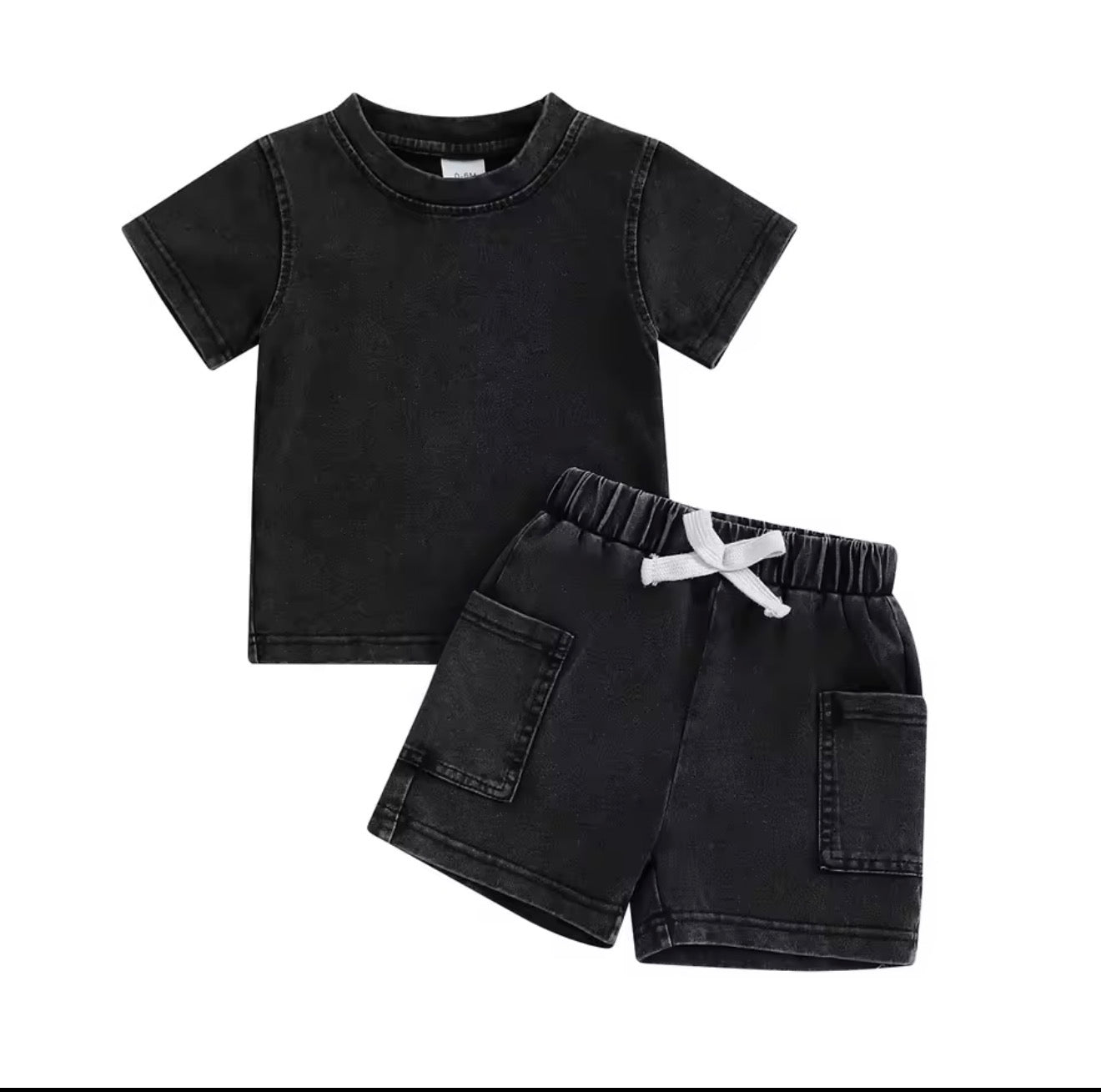 Black Acid Wash Set
