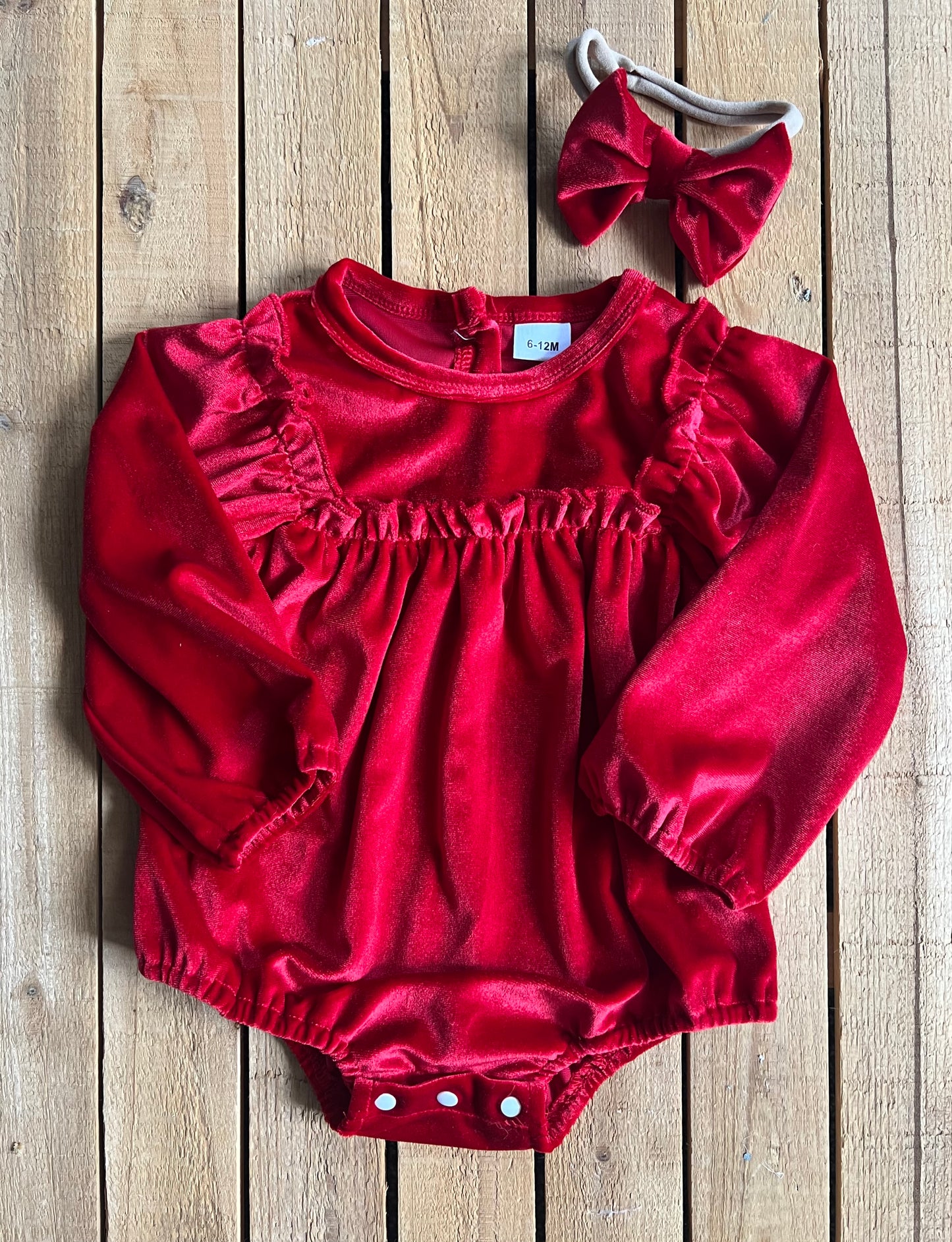 Velour Ruffle Romper Set