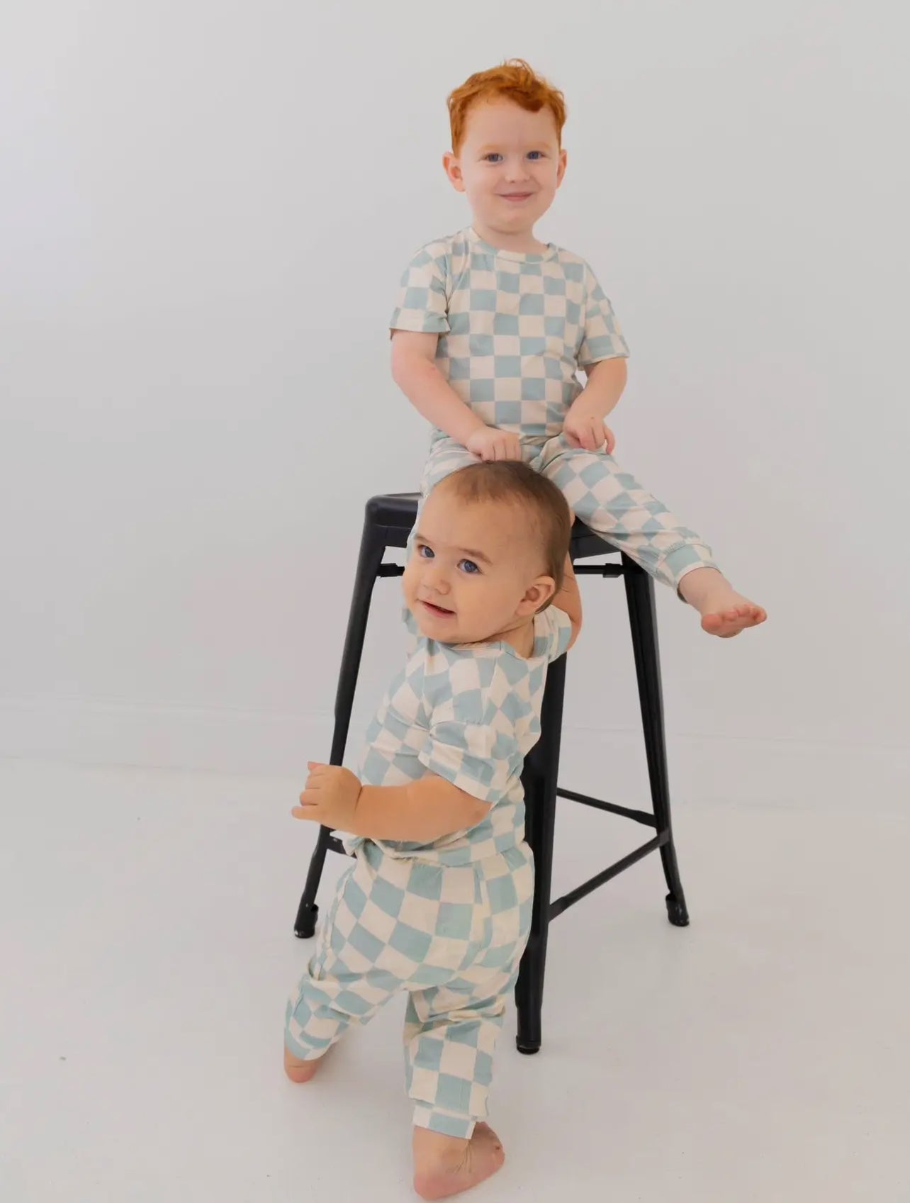 Blue Checkered Bamboo Set