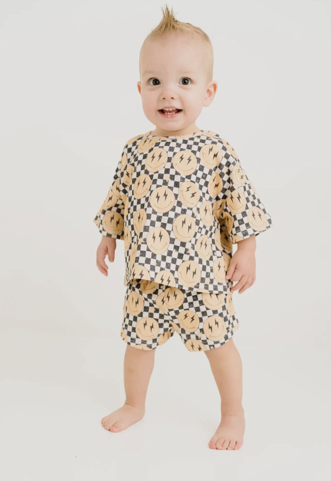 Lightning Checkered Smiley Slouchy Set