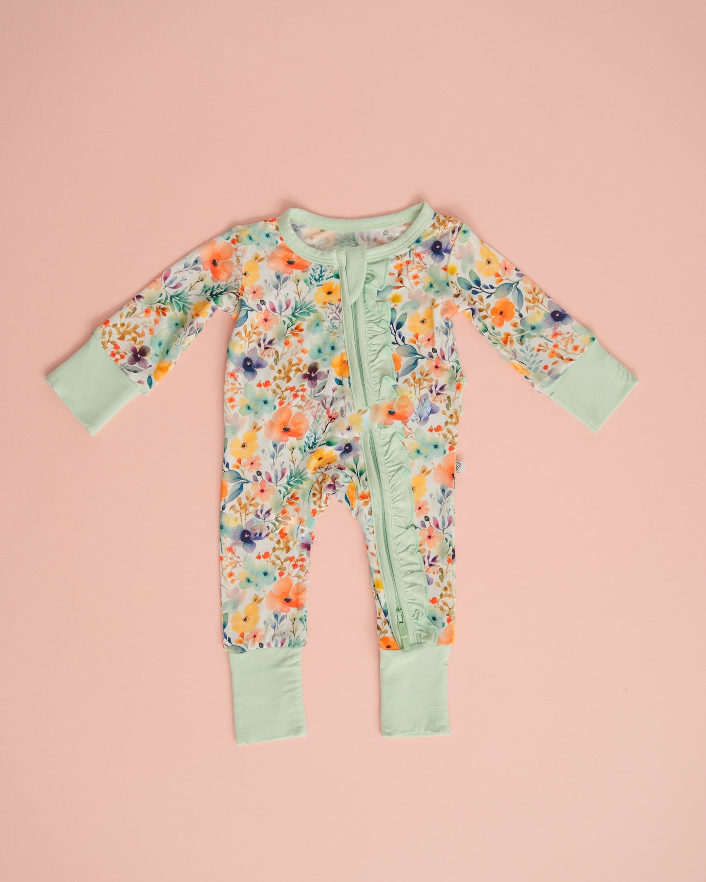 Laree + Co. Alaya Bamboo Ruffle Convertible Footie