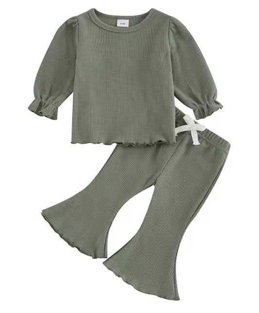 Olive Waffle Knit Set
