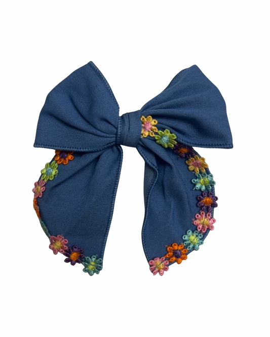 Denim Daisy Bow
