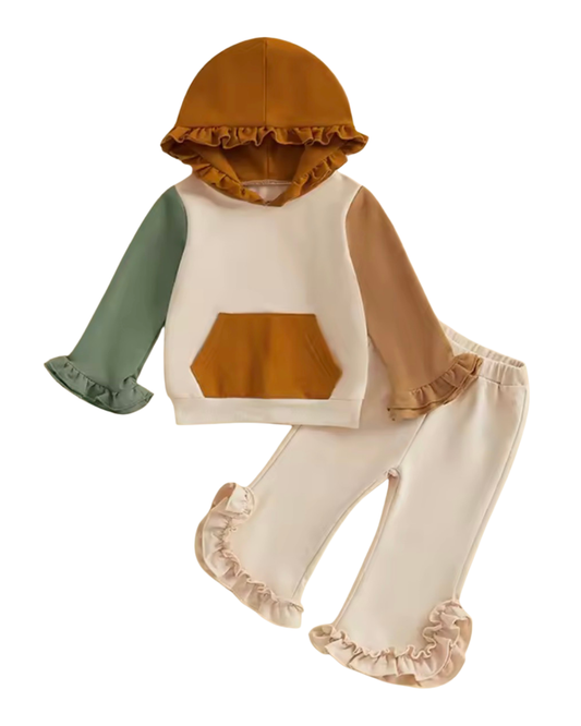 Ruffle Hem Color Block Set