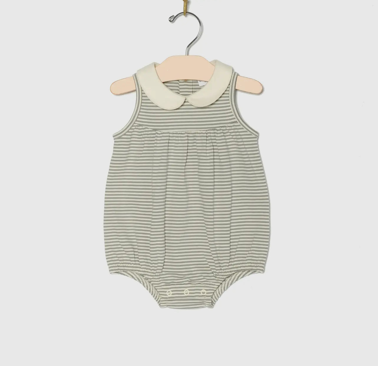 City Mouse Round Collar Romper- Steel Stripe
