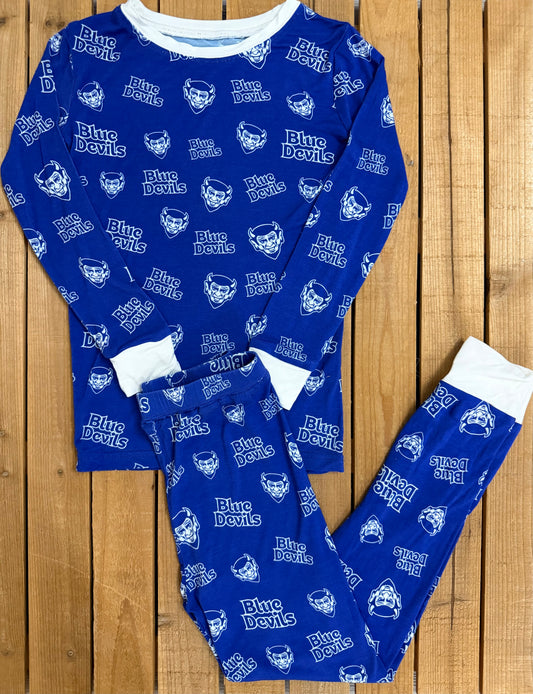 QHS Blue Devil Long Sleeve Bamboo Pajama Set (extended sizes preorder)