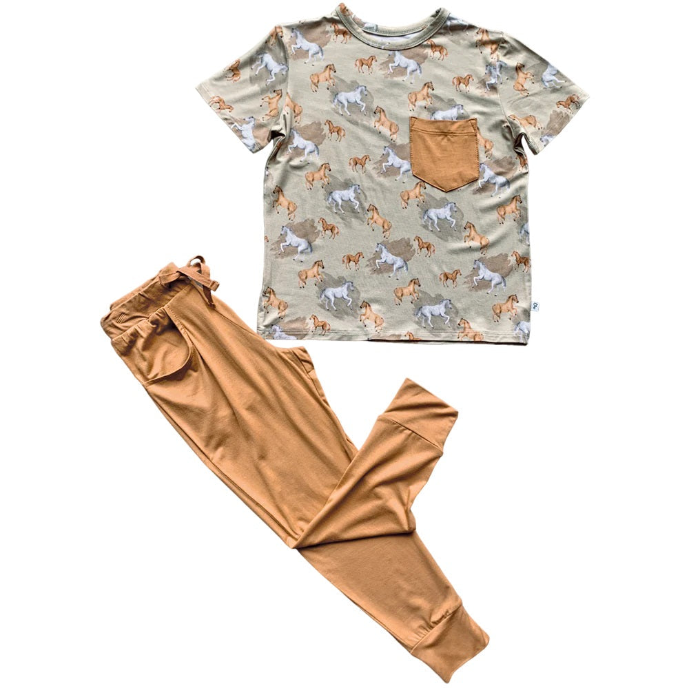 Laree + Co. Ember Tan Bamboo Pocket Tee + Jogger Set