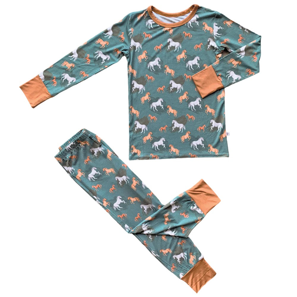 Laree + Co. Ember Teal Bamboo 2-Piece Long Sleeve Set