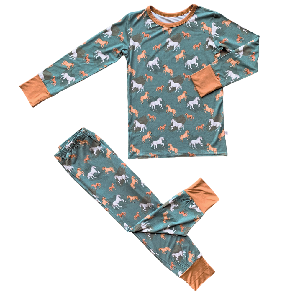 Laree + Co. Ember Teal Bamboo 2-Piece Long Sleeve Set