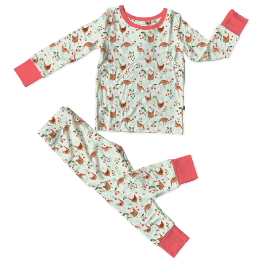 Evalyn Chickens Bamboo 2-Piece Long Sleeve Set