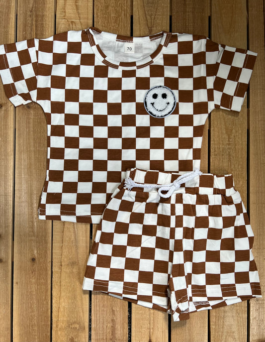Neutral Checkered Smiley Patch Set