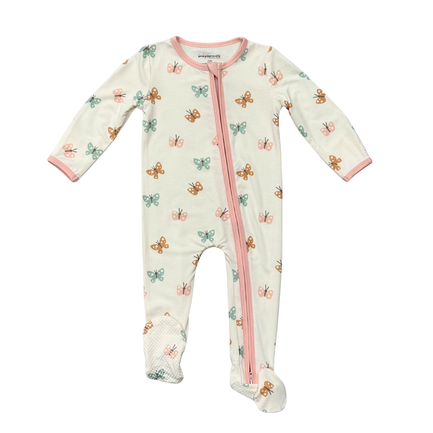 Baby Girl Footie Romper in Pastel Butterflies