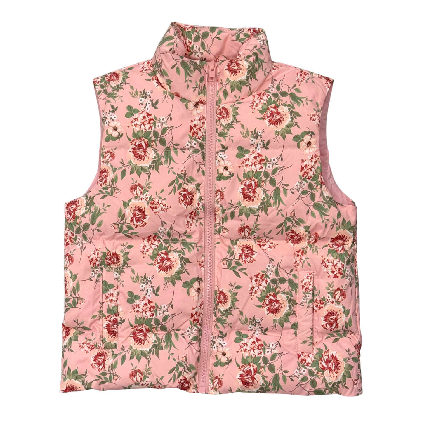Girls Boho Puffer Vest in Maelle Beauty Roses