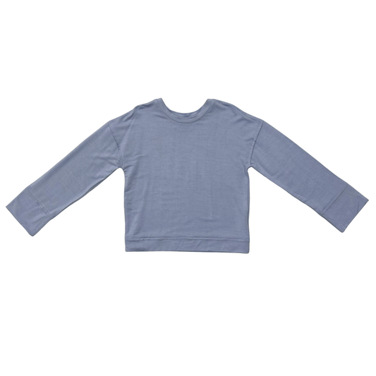 Girls Loose Fit Long Sleeve Top in Blue Fog