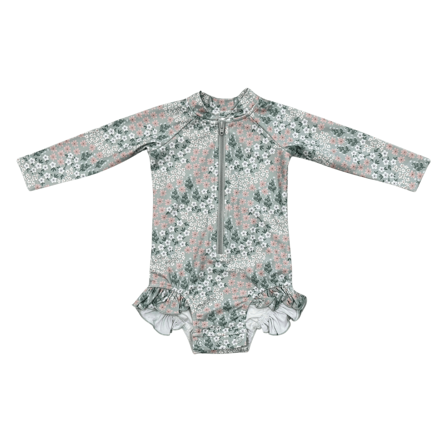 Girl's One-Piece Ruffle Rash Guard Swimsuit