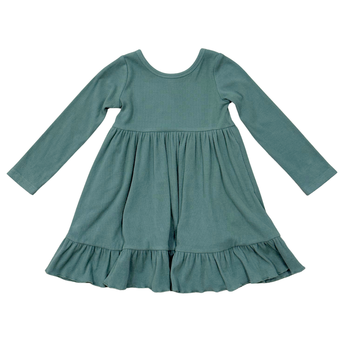 Girls Ribbed Ballet Dress in Atlantic