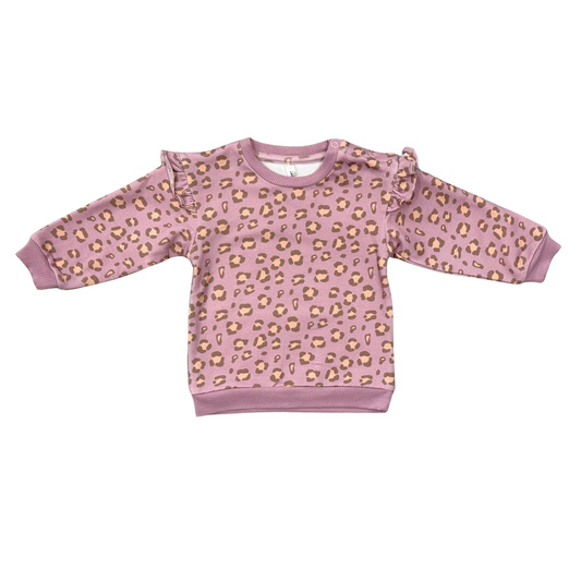 Girls Ruffle Sweatshirt in Cheetah