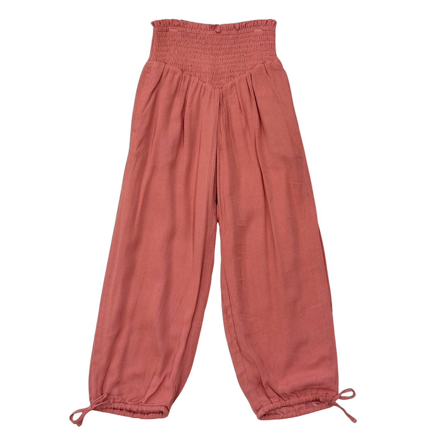 Girls Harem V-Waist Tie Pants in Brick Dust