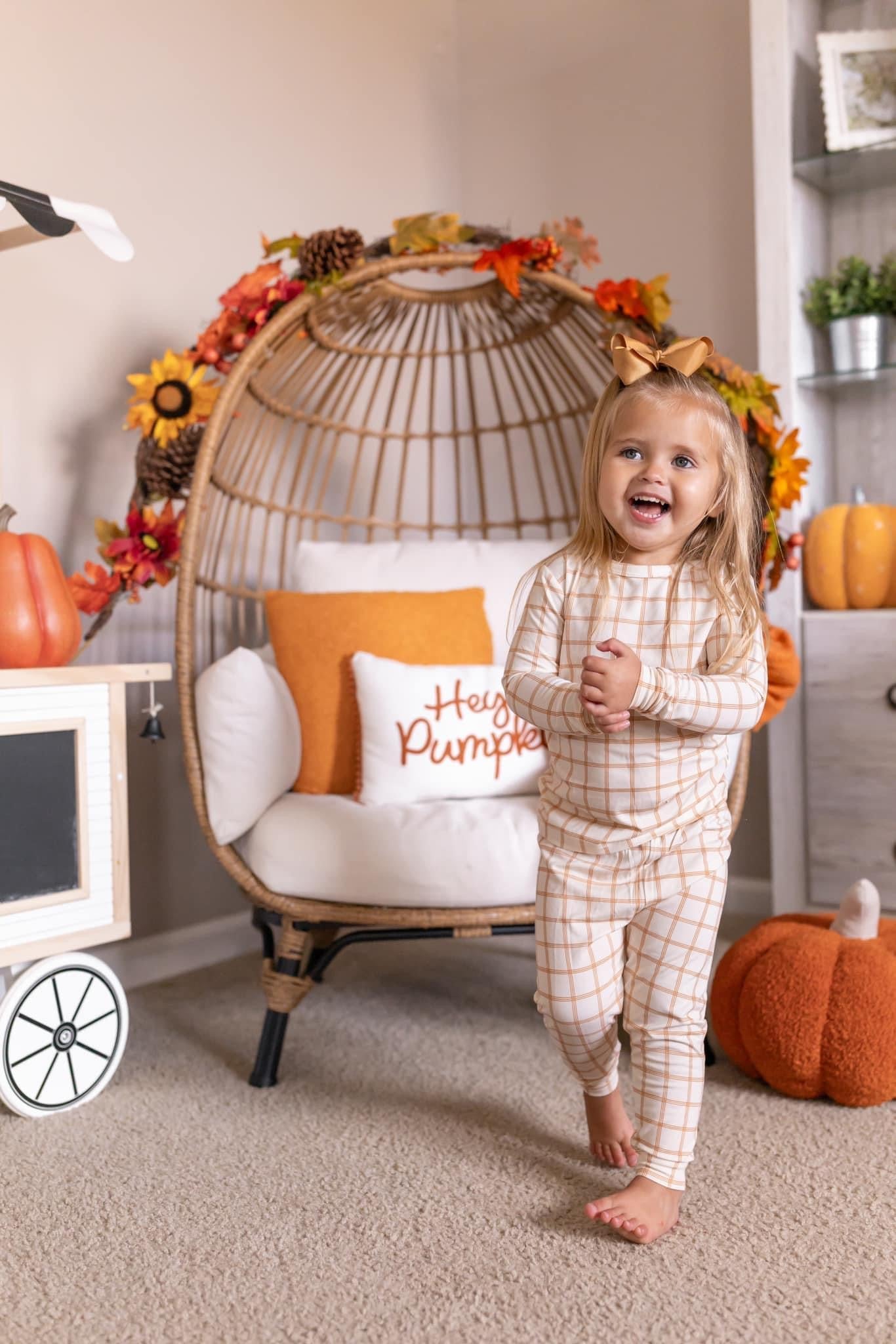 Little Joy Co. Pumpkin Plaid 2pc Bamboo Pajamas