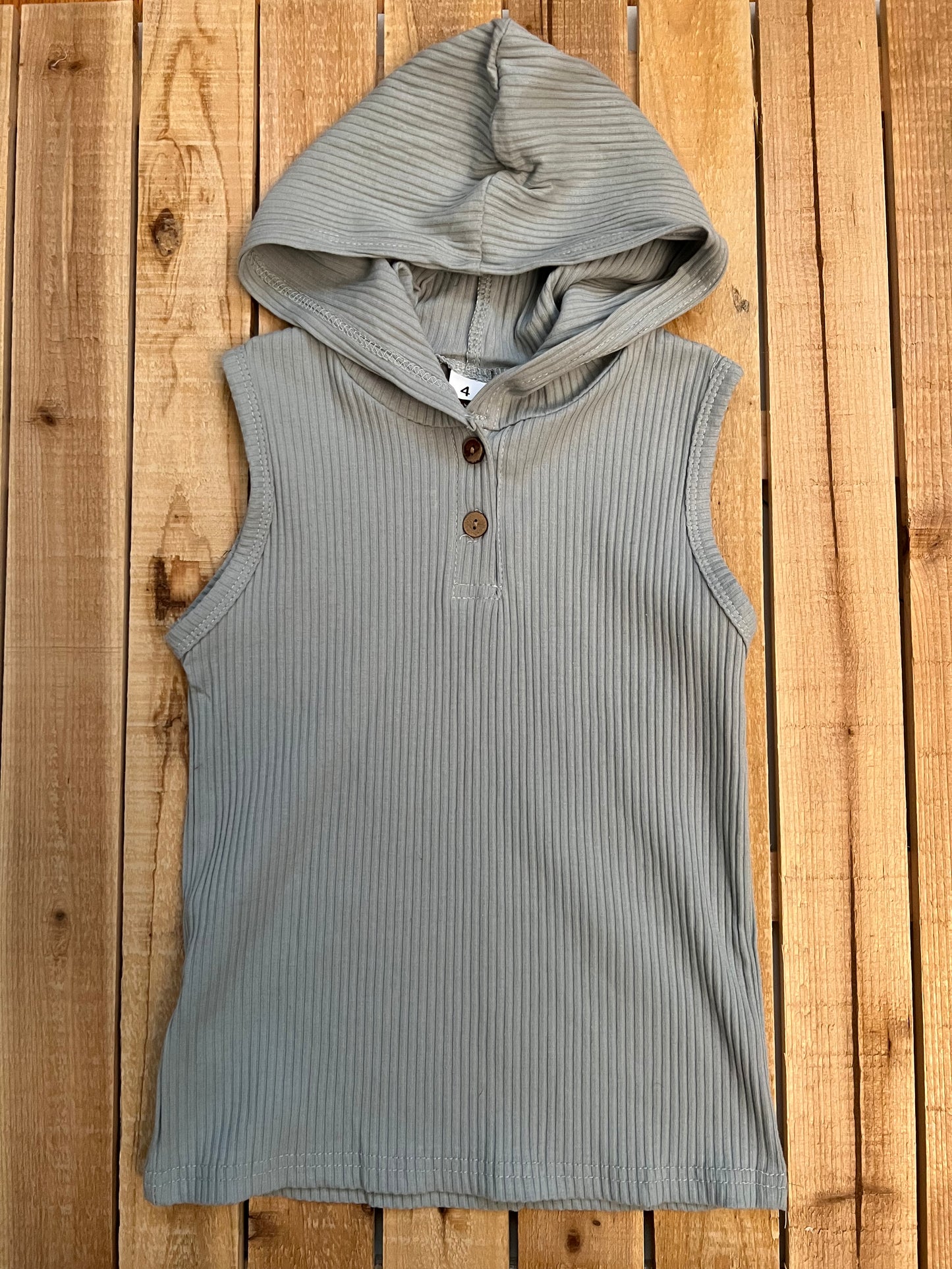 Ribbed Sleeveless Hoodie