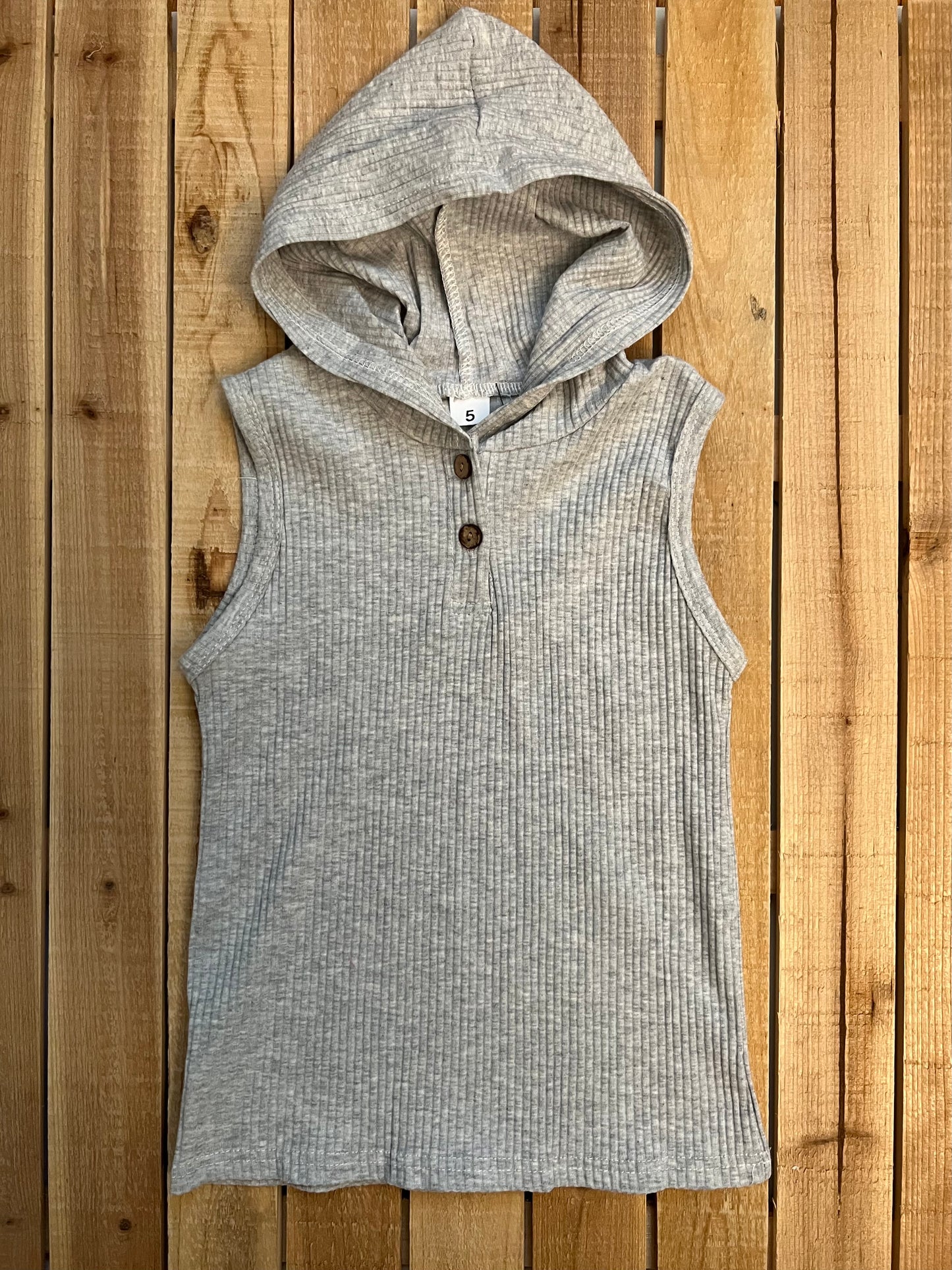 Ribbed Sleeveless Hoodie