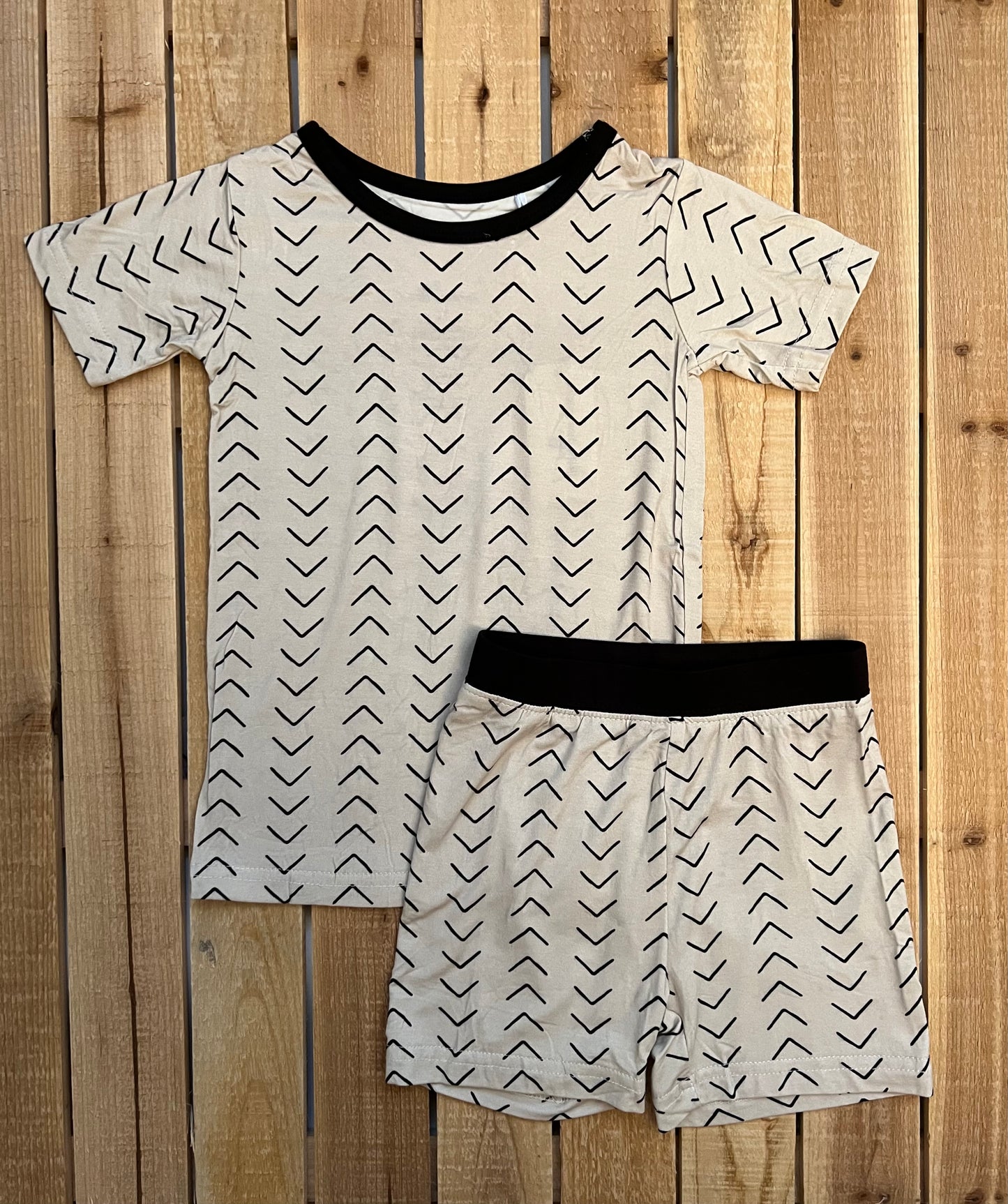 Neutral Aztec Bamboo Shorts Set