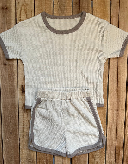 Neutral Cream Tee and Shorts Set