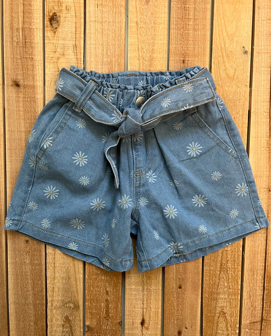Daisy Print Denim Shorts