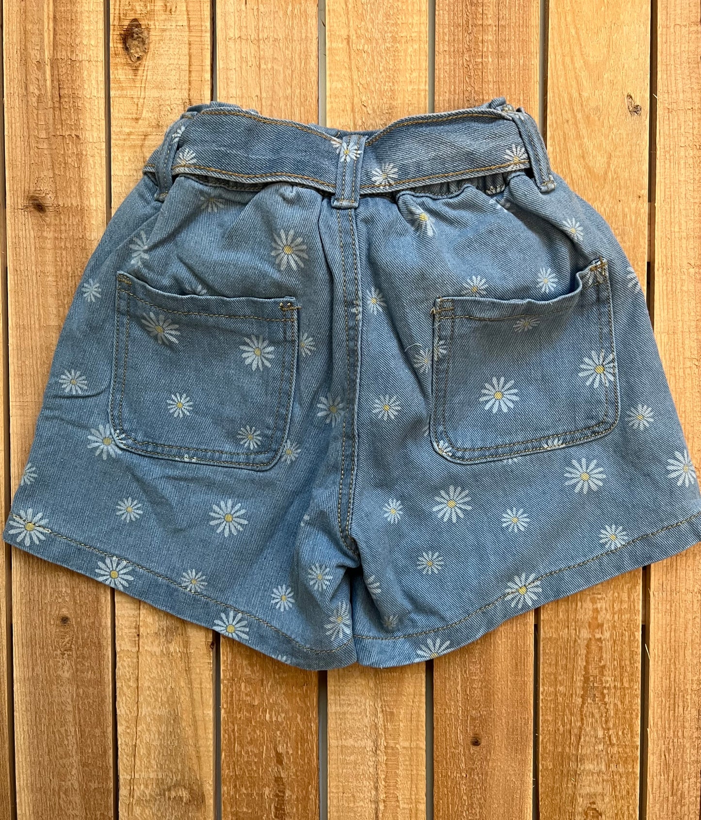 Daisy Print Denim Shorts