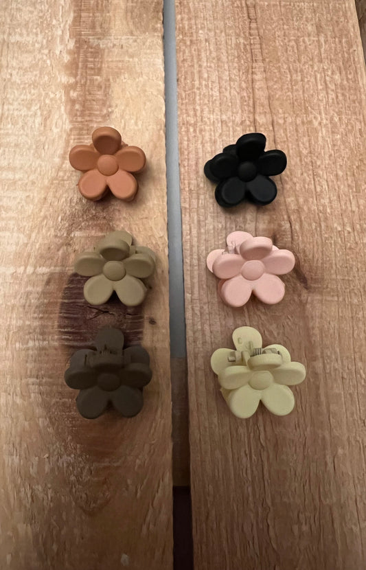 Set of Small Neutral Flower Clips