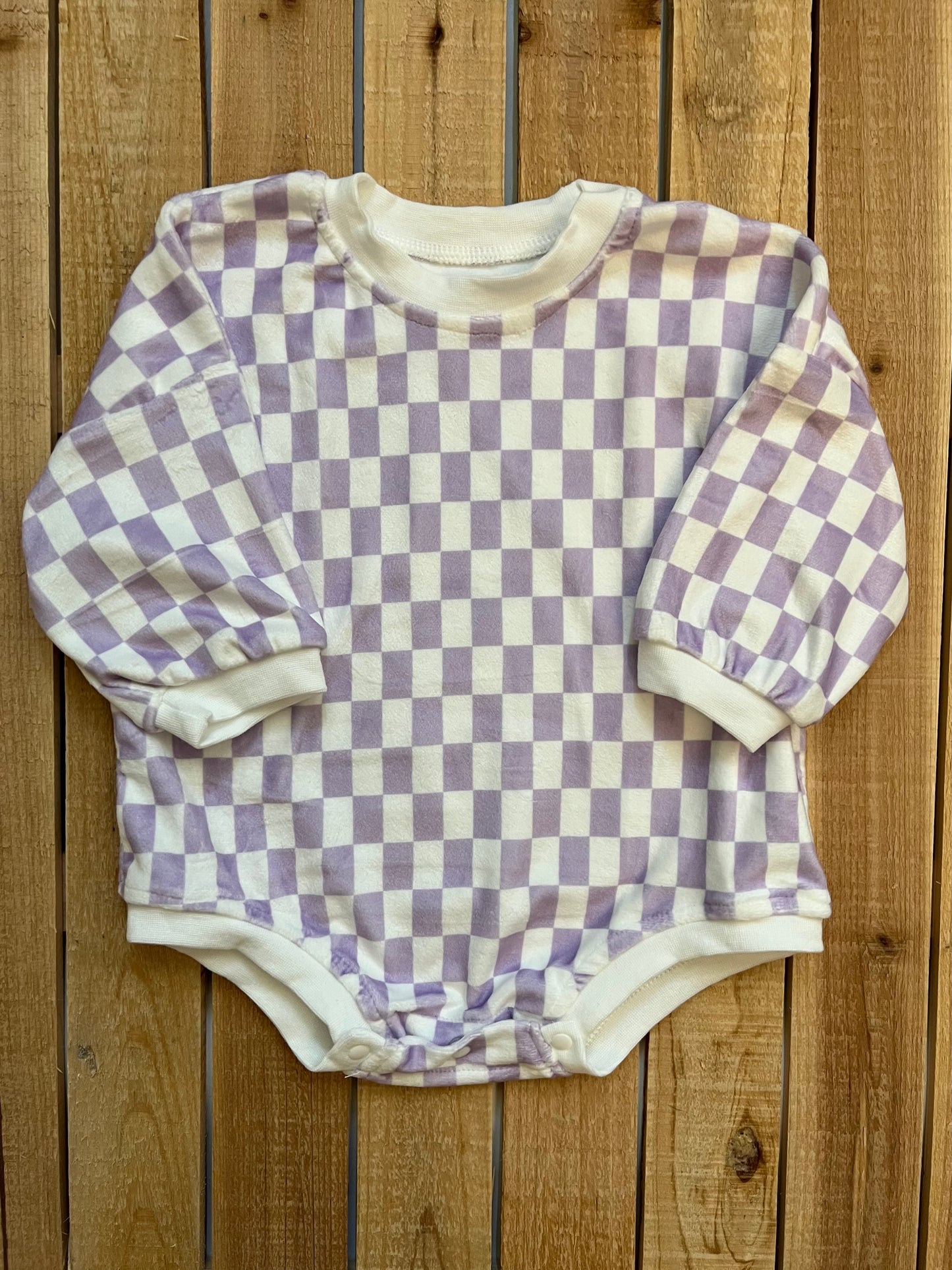 Velour Checkered Bubble Romper