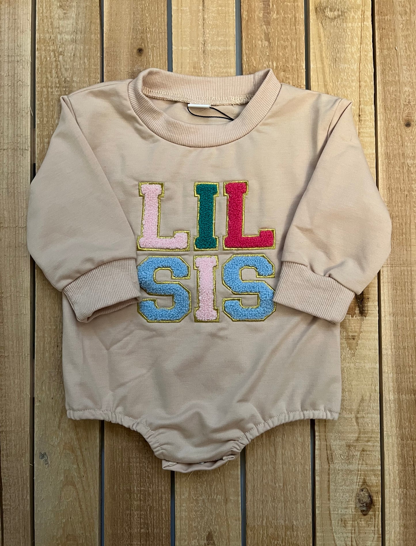 Lil Sis Varsity Letter Romper