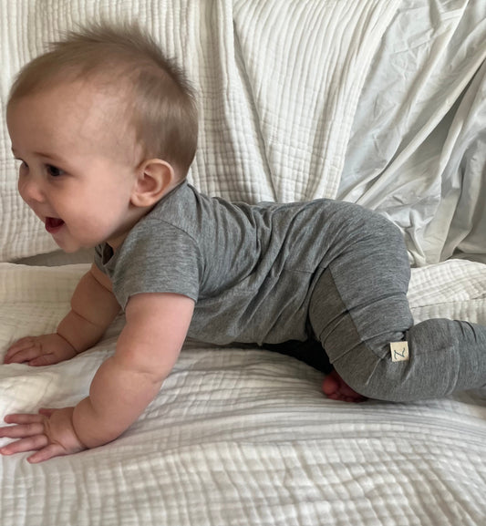 Zipease Grey Bamboo Lyocell Zip Romper